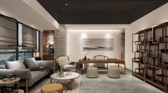 新中式辦公室裝修效果圖