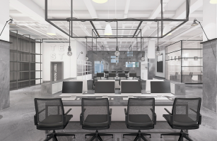 黑白工業(yè)風(fēng)辦公室裝修效果圖