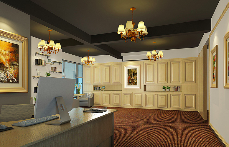 上海市普陀區(qū)綠洲中環(huán)地產公司辦公室裝修效果圖