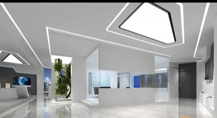 醫(yī)藥公司現(xiàn)代科技感辦公室裝修效果圖